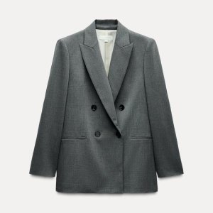 DOUBLE-BREASTED BLAZER WITH SHOULDER PADS