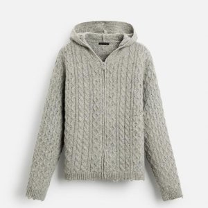 TEXTURED HOODED CARDIGAN